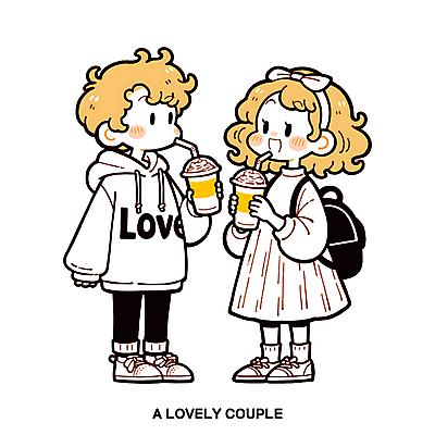 전신 PSD 커플 원피스 여자 남자 데이트 일러스트 사랑 미소 들기 성인 두명 캐주얼 머리띠 백팩 후드티셔츠 냉음료 테이크아웃컵 좋음 성인만 일러캐릭터 캐릭터 옷 감정 음료 컨셉 티셔츠 가방 장신구 관계 모션 표정 사람 컵 파일형식