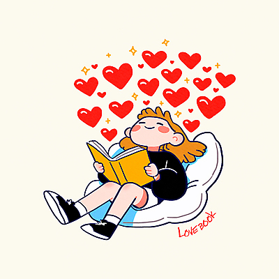 PSD 여자 행복 어린이 일러스트 한명 미소 들기 소녀 취미 책 빨간색 반짝임 독서 눈감음 기댐 하트 웅크림 소녀한명만 일러캐릭터 모양 캐릭터 1 감정 컬러 모션 표정 사람 여자한명만 소녀만 파일형식