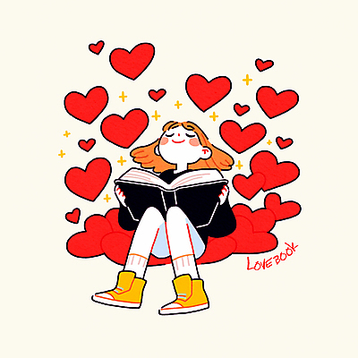 PSD 여자 행복 어린이 일러스트 한명 미소 들기 앉기 소녀 취미 책 빨간색 반짝임 독서 눈감음 하트 웅크림 소녀한명만 일러캐릭터 모양 캐릭터 1 감정 컬러 모션 표정 사람 여자한명만 소녀만 파일형식