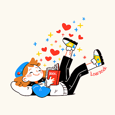 PSD 여자 행복 어린이 일러스트 한명 미소 들기 소녀 취미 책 반짝임 컬러풀 눕기 독서 하트 다리들기 소녀한명만 일러캐릭터 모양 캐릭터 1 감정 컬러 모션 표정 사람 여자한명만 소녀만 파일형식