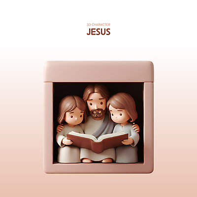 전신 PSD 편집이미지 여자 남자 기독교 어린이 소녀 성인 세명 독서 3D 평화 믿음 성경 예수 베이지색 어깨에손 편집3D 감정 종교 컬러 컨셉 종교용품 모션 사람 신_종교 디지털합성 파일형식