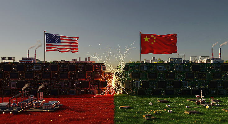 JPG 편집이미지 사람없음 미국 중국 경쟁 깃발 성조기 컨테이너 화물선 충돌 오성홍기 사회이슈 무역 싸움 갈등 분쟁 정치 관세 이미지편집 편집실사 AI컴퓨터그래픽 AI콘텐츠 산업 아시아 컨셉 북아메리카 배_교통 모션 국기 CG 세금 파일형식