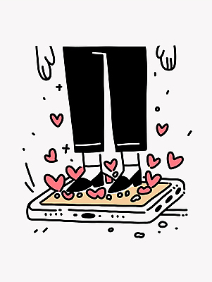 여자 일러스트 한명 성인 스마트폰 하트 다리 소셜네트워크 좋음 성인여자한명만 국내일러스트 AI파일 모양 1 컨셉 사람 신체부위 핸드폰 스마트기기 여자한명만 성인여자만 파일형식 벡터