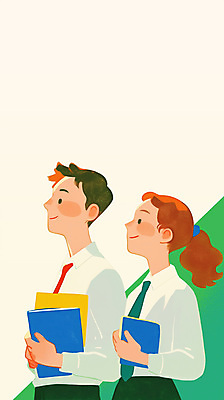 PSD 학생 여자 남자 교복 일러스트 학교 청소년 들기 상반신 두명 책 학습 꿈 장래희망 아이보리 십대만 국내일러스트 옷 교육 컬러 모션 사람 파일형식
