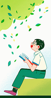 전신 PSD 나무 학생 남자 교복 잎 일러스트 청소년 한명 앉기 책 초록색 독서 올려보기 십대남자한명만 안경낌 국내일러스트 식물 1 옷 안경 컬러 모션 사람 남자한명만 십대남자만 파일형식