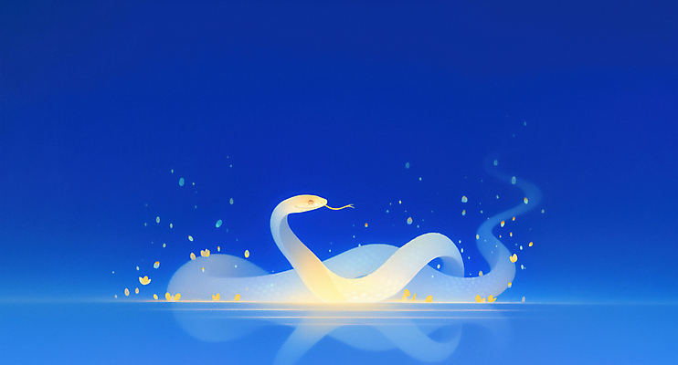 JPG 일러스트 새해 사람없음 파란색 빛 반짝임 반사 뱀띠 수면 감성 몽환 을사년 국내일러스트 푸른뱀 AI일러스트 AI콘텐츠 컬러 컨셉 모션 물 십이지신 뱀 파일형식 2025년