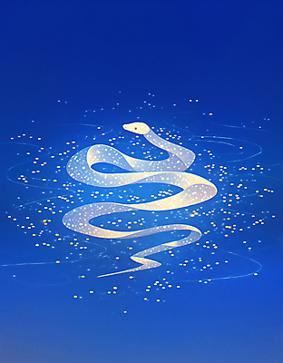 JPG 일러스트 새해 사람없음 파란색 빛 뱀띠 감성 몽환 을사년 국내일러스트 푸른뱀 AI일러스트 AI콘텐츠 컬러 컨셉 십이지신 뱀 파일형식 2025년