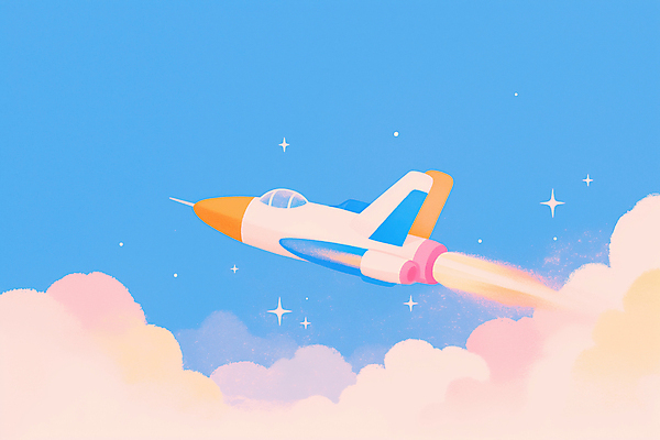 JPG 구름 하늘색 일러스트 사람없음 반짝임 우주 로켓 우주선 감성 몽환 국내일러스트 AI일러스트 AI콘텐츠 자연요소 컨셉 모션 파란색 파일형식