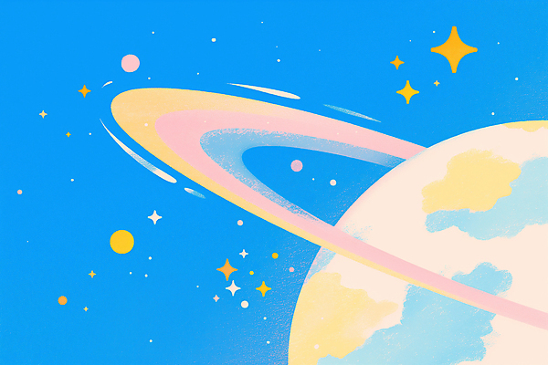 JPG 하늘색 일러스트 사람없음 반짝임 우주 감성 토성 몽환 국내일러스트 AI일러스트 AI콘텐츠 컨셉 모션 파란색 행성 파일형식