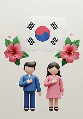 JPG 전신 편집이미지 여자 남자 꽃잎 잎 한국 성인 두명 3D 태극기 삼일절 무궁화 광복절 국기에대한경례 독립기념일 얼굴없음 성인만 편집3D AI컴퓨터그래픽 AI콘텐츠 식물 기념일 꽃 아시아 사람 공휴일 국기 국경일 디지털합성 경례 독립 파일형식