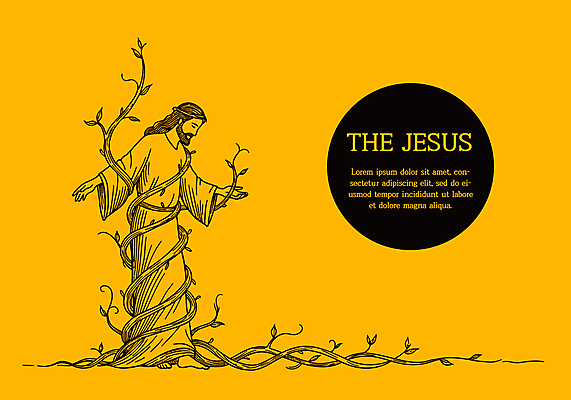 전신 남자 일러스트 나뭇잎 한명 성인 노란색 손들기 눈감음 예수 라인아트 포도나무 성인남자한명만 국내일러스트 AI파일 1 선 컬러 잎 모션 사람 신_종교 과일나무 남자한명만 성인남자만 파일형식 벡터