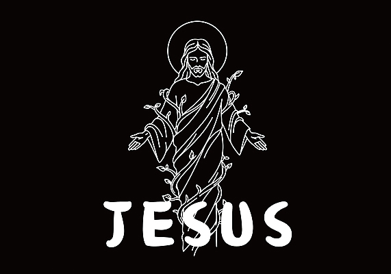 전신 남자 일러스트 나뭇잎 한명 성인 손들기 눈감음 검은색 예수 라인아트 포도나무 성인남자한명만 국내일러스트 AI파일 1 선 컬러 잎 모션 사람 신_종교 과일나무 남자한명만 성인남자만 파일형식 벡터