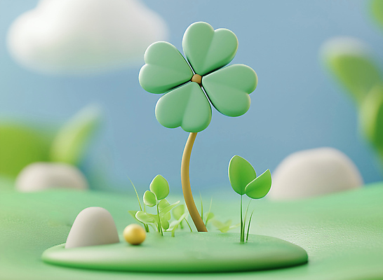 JPG 구름 편집이미지 잔디 사람없음 3D 바위 풀잎 행운 네잎클로버 편집3D AI컴퓨터그래픽 AI콘텐츠 자연요소 식물 컨셉 잎 돌_바위 풀_식물 클로버 디지털합성 파일형식