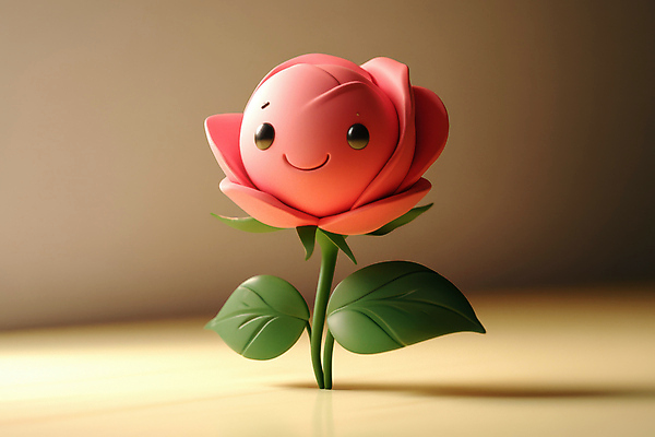 JPG 편집이미지 잎 3D캐릭터 미소 사람없음 빛 장미 3D 귀여움 베이지색 편집3D AI컴퓨터그래픽 AI콘텐츠 식물 캐릭터 꽃 컬러 컨셉 표정 디지털합성 파일형식