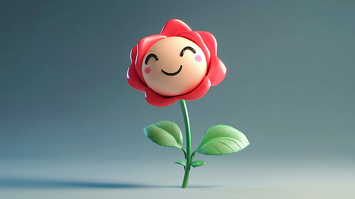 JPG 편집이미지 잎 3D캐릭터 미소 사람없음 빛 장미 3D 귀여움 남색 광택 편집3D AI컴퓨터그래픽 AI콘텐츠 식물 캐릭터 꽃 컬러 컨셉 표정 디지털합성 파일형식