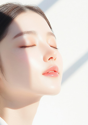 JPG 편집이미지 여자 얼굴 한명 성인 빛 뷰티 눈감음 피부관리 광택 의료성형뷰티 성인여자한명만 편집실사 AI인물포토 AI콘텐츠 1 모션 사람 신체부위 CG 여자한명만 성인여자만 파일형식 AI포토