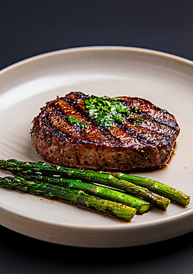 JPG 편집이미지 접시 스테이크 사람없음 레스토랑 소고기 아스파라거스 편집실사 AI포토 AI콘텐츠 식기 채소 서양음식 육류 식당 CG 파일형식