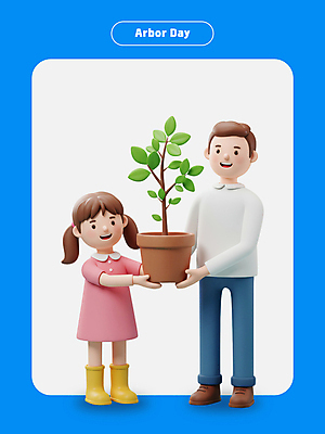 전신 PSD 편집이미지 여자 남자 화분 어린이 웃음 들기 소녀 성인 두명 식목일 묘목 부녀 편집3D 나무 기념일 딸 가족 모션 표정 사람 3D 아빠 파일형식