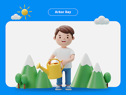 전신 PSD 나무 편집이미지 남자 어린이 산 한명 웃음 들기 소년 물뿌리개 식목일 구름모양 묘목 해모양 소년한명만 편집3D 모양 식물 1 기념일 모션 표정 사람 3D 남자한명만 소년만 파일형식 구름_자연