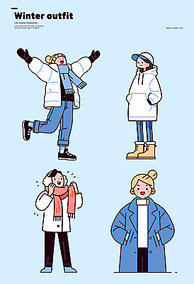 전신 여자 패션 남자 장갑 겨울 일러스트 부츠 미소 여러명 성인 파란색 목도리 점퍼 코트 귀마개 주머니손 겨울옷 비니 다리들기 방한의류 아우터 캡모자 성인만 국내일러스트 일러캐릭터 AI파일 캐릭터 모자_잡화 잡화 옷 계절 컬러 다수 신발 모션 표정 사람 외투 파일형식 벡터