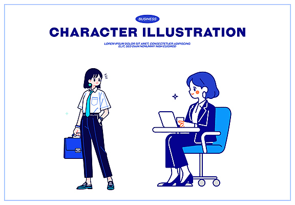 전신 여자 서류가방 일러스트 미소 들기 정장 성인 두명 컵 파란색 노트북 반짝임 업무 직장인 비즈니스우먼 비즈니스캐릭터 책상 주머니손 바퀴의자 성인여자만 일러캐릭터 AI파일 직업 캐릭터 식기 옷 컬러 가구 의자 가방 비즈니스 모션 표정 사람 전자제품 작업 여자만 성인만 파일형식 벡터