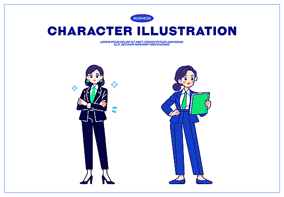 전신 여자 허리손 일러스트 미소 들기 정장 성인 두명 책 파란색 반짝임 팔짱 업무 직장인 비즈니스우먼 비즈니스캐릭터 성인여자만 일러캐릭터 AI파일 직업 캐릭터 옷 컬러 포즈 비즈니스 모션 표정 사람 작업 여자만 성인만 파일형식 벡터