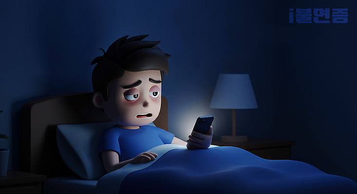 PSD 편집이미지 응시 남자 어린이 베개 피곤 한명 들기 소년 파란색 빛 눕기 3D 어둠 이불 침대 저녁 스마트폰중독 다크서클 불면증 소년한명만 블루라이트 편집3D 1 시선 컬러 가구 컨셉 침구 모션 사람 스마트폰 질병 야간 디지털합성 중독 남자한명만 소년만 파일형식