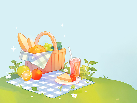 JPG 꽃 여유 오렌지 일러스트 잔 빨대 잔디 사람없음 반짝임 햇빛 평화 주스 사과 돗자리 청포도 체크무늬 봄소풍 음식바구니 국내일러스트 AI일러스트 AI콘텐츠 식물 식기 감정 음료 음식 컨셉 무늬 과일 모션 포도 태양 소풍 바구니 봄 파일형식