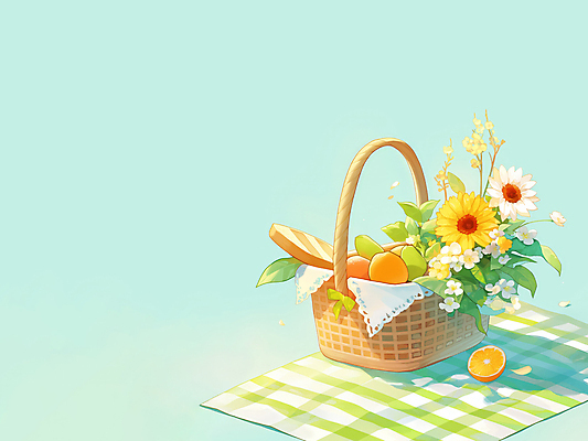 JPG 여유 오렌지 일러스트 해바라기 잔디 사람없음 햇빛 평화 바게트 돗자리 체크무늬 꽃바구니 봄소풍 음식바구니 국내일러스트 AI일러스트 AI콘텐츠 식물 꽃 감정 음식 빵 컨셉 무늬 과일 태양 소풍 바구니 봄 파일형식
