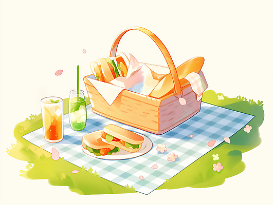 JPG 여유 음료 일러스트 잔 샌드위치 빨대 잔디 사람없음 햇빛 평화 벚꽃 바게트 돗자리 체크무늬 봄소풍 음식바구니 국내일러스트 AI일러스트 AI콘텐츠 식물 식기 꽃 감정 음식 빵 컨셉 무늬 태양 소풍 바구니 봄 파일형식