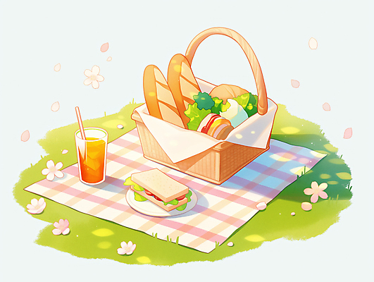 JPG 여유 음료 일러스트 잔 샌드위치 잔디 사람없음 햇빛 평화 벚꽃 바게트 돗자리 체크무늬 봄소풍 음식바구니 국내일러스트 AI일러스트 AI콘텐츠 식물 식기 꽃 감정 음식 빵 컨셉 무늬 태양 소풍 바구니 봄 파일형식