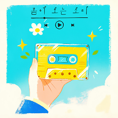 PSD 구름 손 꽃 하늘색 잎 일러스트 들기 신체부위 반짝임 노란색 맑음 봄 카세트테이프 재생 플레이리스트 국내일러스트 자연요소 식물 계절 음악 컬러 모션 날씨 사람 파란색 파일형식