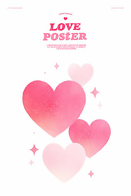 PSD 기념일 포스터 분홍색 일러스트 화이트데이 수채화 발렌타인데이 사랑 사람없음 반짝임 하트 그라데이션 미니멀 국내일러스트 모양 감정 컬러 모션 데이이벤트 이벤트 파일형식