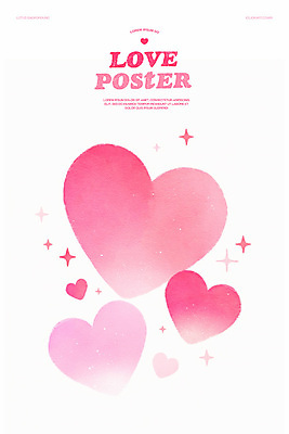 PSD 기념일 포스터 분홍색 일러스트 화이트데이 수채화 발렌타인데이 사랑 사람없음 반짝임 하트 그라데이션 미니멀 국내일러스트 모양 감정 컬러 모션 데이이벤트 이벤트 파일형식