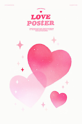 PSD 기념일 포스터 분홍색 일러스트 화이트데이 수채화 발렌타인데이 사랑 사람없음 반짝임 하트 그라데이션 미니멀 국내일러스트 모양 감정 컬러 모션 데이이벤트 이벤트 파일형식