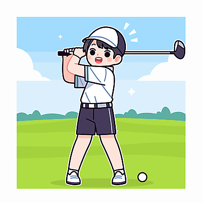 전신 구름 모자 남자 어린이 일러스트 골프장 골프공 한명 미소 들기 소년 잔디 취미 반짝임 골프채 스윙 소년한명만 국내일러스트 AI파일 자연요소 식물 1 잡화 포즈 골프 공 스포츠시설 모션 골프용품 표정 사람 남자한명만 소년만 파일형식 벡터