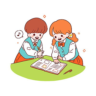 여자 어린이교육 남자 교복 어린이 말풍선 음표 일러스트 미소 들기 소녀 소년 상반신 두명 책 초록색 친구 반짝임 학습 펜 책상 교과서 어린이만 국내일러스트 AI파일 기호 옷 교육 음악 컬러 가구 관계 모션 교재 표정 사람 필기구 파일형식 벡터