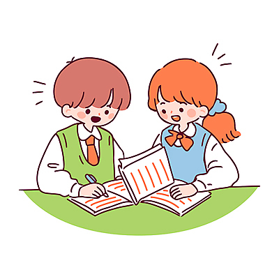 여자 어린이교육 남자 교복 어린이 일러스트 미소 소녀 소년 상반신 두명 책 초록색 친구 학습 펜 잡기 책상 교과서 어린이만 국내일러스트 AI파일 옷 교육 컬러 가구 관계 모션 교재 표정 사람 필기구 파일형식 벡터