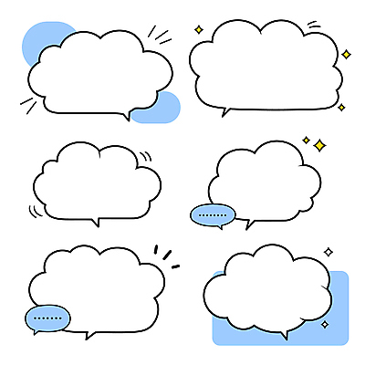 하늘색 말풍선 일러스트 사람없음 반짝임 세트 구름모양 엘리먼트 국내일러스트 AI파일 모양 모션 파란색 파일형식 벡터 구름_자연