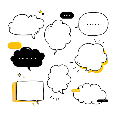 말풍선 일러스트 사람없음 반짝임 세트 노란색 구름모양 엘리먼트 검정리본 국내일러스트 AI파일 모양 리본 컬러 모션 파일형식 벡터 구름_자연