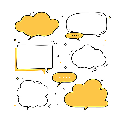 말풍선 일러스트 사람없음 반짝임 세트 노란색 구름모양 엘리먼트 국내일러스트 AI파일 모양 컬러 모션 파일형식 벡터 구름_자연