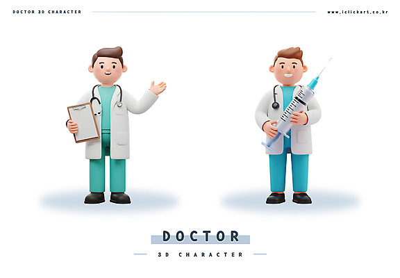 전신 PSD 편집이미지 남자 청진기 3D캐릭터 주사기 미소 들기 성인 두명 3D 손들기 의사가운 수술복 서류판 성인남자만 편집3D 캐릭터 의료기기 모션 표정 사람 사무용품 의사 가운 디지털합성 남자만 성인만 파일형식