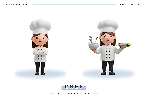 전신 PSD 편집이미지 그릇 접시 여자 음식 3D캐릭터 요리사모자 미소 들기 성인 두명 3D 팔짱 거품기 뒤집개 성인여자만 편집3D 캐릭터 모자_잡화 식기 모션 주방용품 표정 사람 요리사 디지털합성 여자만 성인만 파일형식