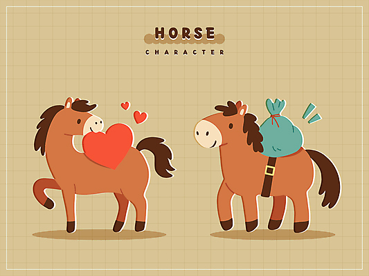 스티커 일러스트 미소 사람없음 갈색 걷기 귀여움 짐 벨트 하트 물기 보따리 격자 말띠 말캐릭터 일러캐릭터 병오년 AI파일 모양 캐릭터 잡화 컬러 동물캐릭터 컨셉 무늬 모션 표정 십이지신 말_동물 파일형식 벡터 2026년