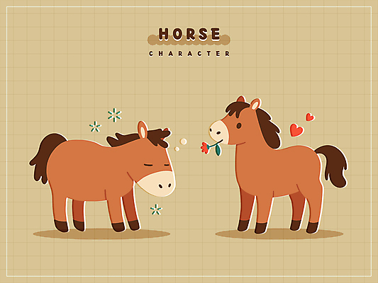 꽃 스티커 일러스트 사람없음 갈색 귀여움 눈감음 하트 잠 졸음 물기 격자 말띠 말캐릭터 일러캐릭터 병오년 AI파일 모양 식물 캐릭터 감정 컬러 동물캐릭터 컨셉 무늬 모션 십이지신 말_동물 파일형식 벡터 2026년