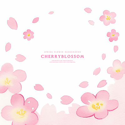 PSD 꽃잎 분홍색 일러스트 수채화 사람없음 벚꽃 꽃프레임 국내일러스트 꽃 컬러 프레임 파일형식