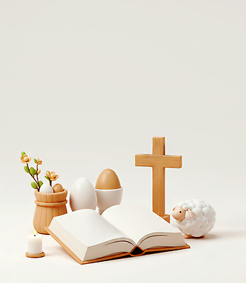 JPG 편집이미지 기독교 십자가 잎 촛불 사람없음 갈색 꽃병 성경 양 부활절계란 계란꽂이 편집3D AI컴퓨터그래픽 AI콘텐츠 식물 꽃 종교 컬러 초 종교용품 포유류 부활절 3D 계란 꽂이 파일형식