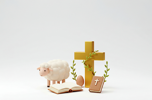 JPG 편집이미지 기독교 십자가 잎 사람없음 갈색 3D 성경 양 덩굴 부활절계란 편집3D AI컴퓨터그래픽 AI콘텐츠 식물 종교 컬러 종교용품 포유류 부활절 계란 디지털합성 파일형식