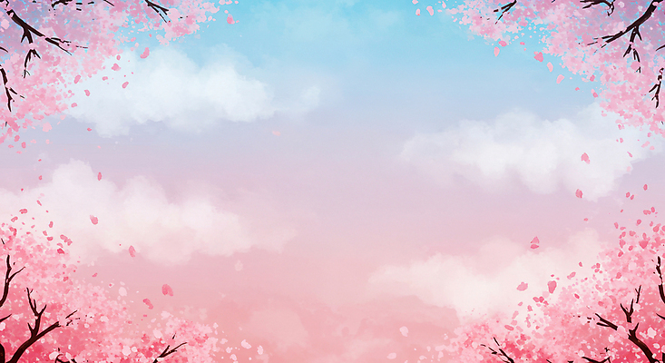 JPG 구름 꽃잎 분홍색 일러스트 하늘 프레임 사람없음 봄풍경 벚나무 흩날리기 국내일러스트 AI일러스트 AI콘텐츠 자연요소 나무 꽃 컬러 모션 풍경 봄 벚꽃 파일형식