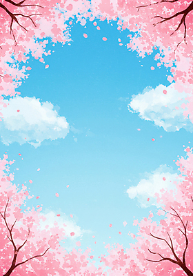 JPG 구름 꽃잎 하늘색 일러스트 하늘 프레임 사람없음 봄풍경 벚나무 흩날리기 국내일러스트 AI일러스트 AI콘텐츠 자연요소 나무 꽃 모션 풍경 파란색 봄 벚꽃 파일형식